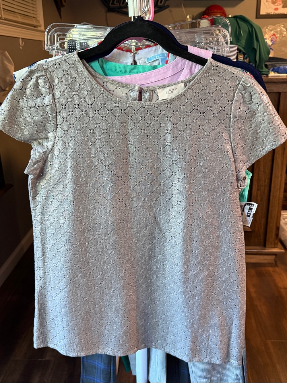 LOFT Tan Lace Short Sleeve Girls Dress